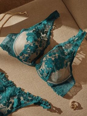 Intimissimi Pretty Flowers Elena Balconnette Bra | Teal/Emerald | Size 34B